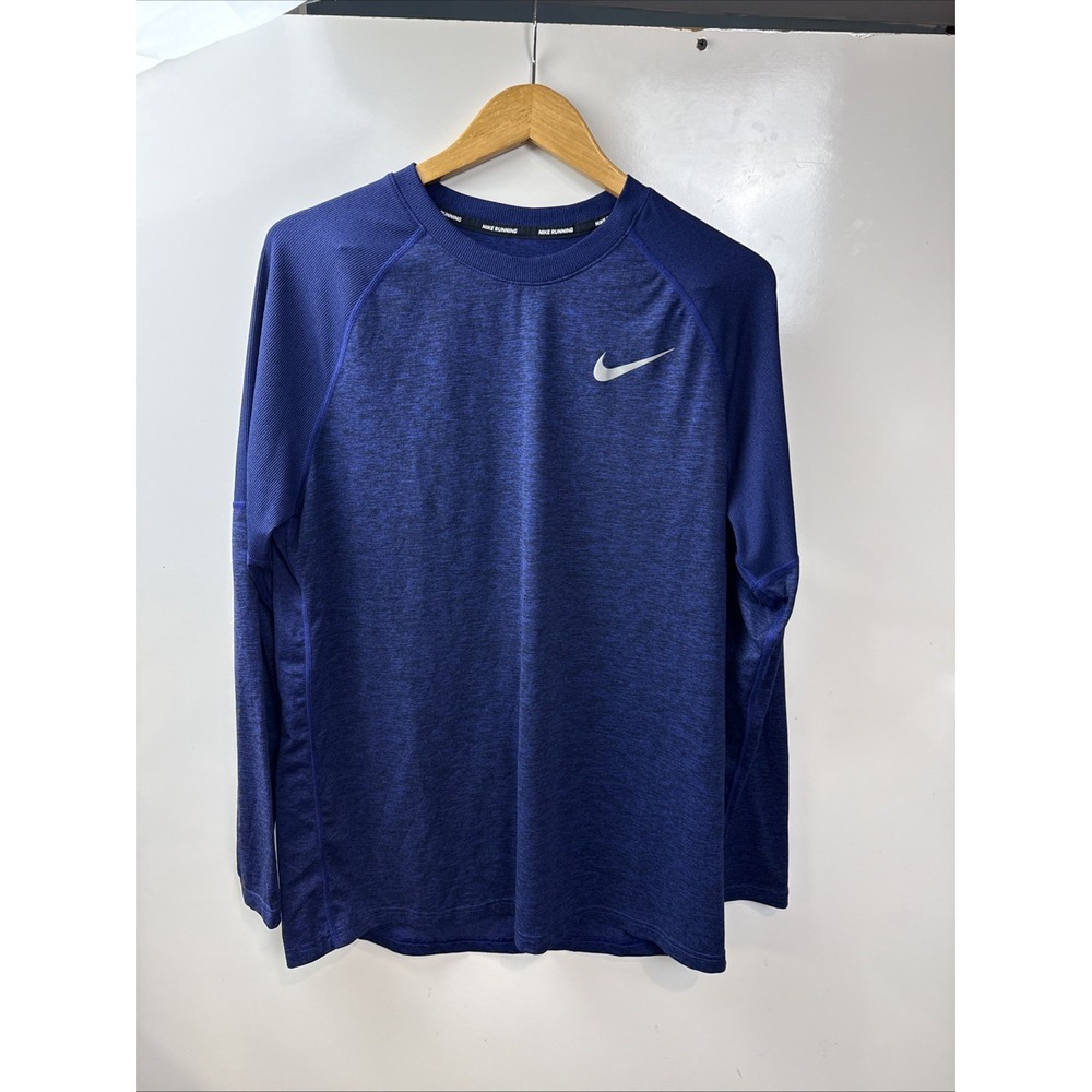 Men's Nike Dri-Fit Blue Long Sleeve Running Top Large AH8977-013